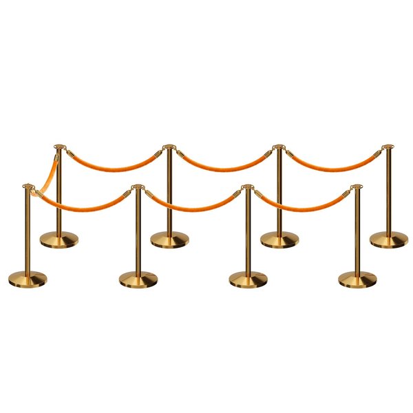 Montour Line Stanchion Post and Rope Kit Pol.Brass, 8 Flat Top 7 Gold Rope C-Kit-8-PB-FL-7-PVR-GD-PB